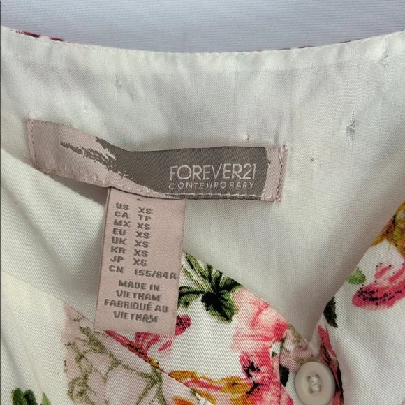 Forever 21 Cream Midi Dress with Pink Floral Print - Picture 4 of 9